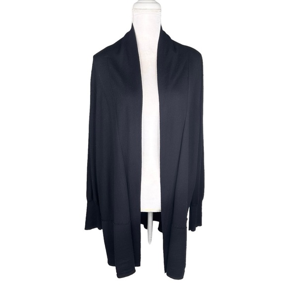 Eileen Fisher black 💯% wool open front cardigan sweater pockets 3X plus size - Picture 4 of 16